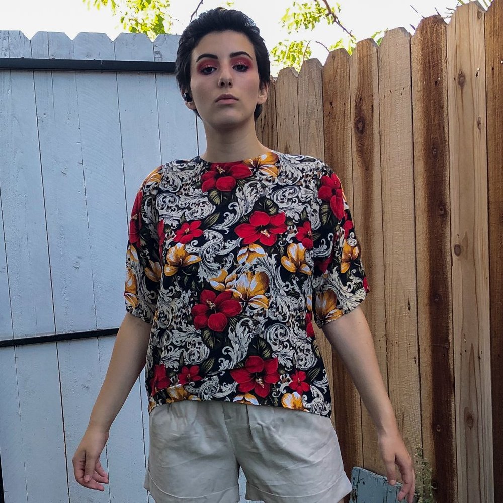 Vintage 1980s Floral Blouse